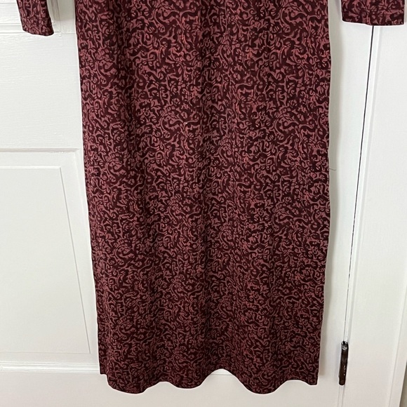 Peruvian Connection Burgundy Moroccan Tile Long Sleeve Maxi Dress Size XS - Picture 4 of 10